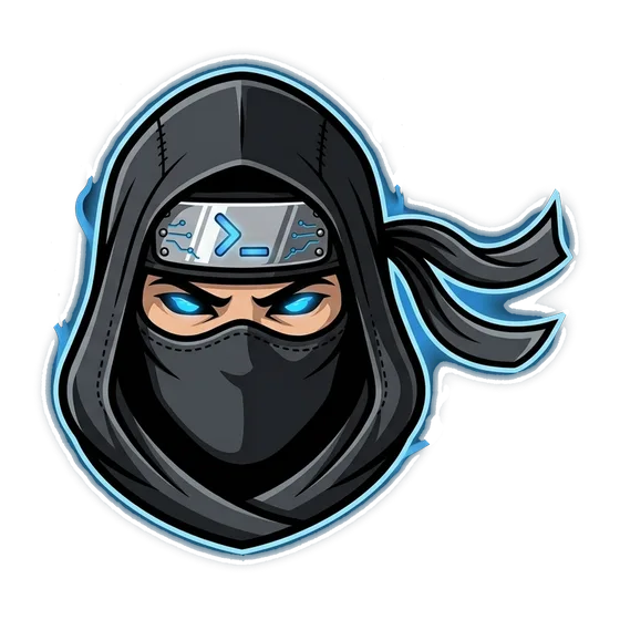 Logo de Shinobi Dev: ninja encapuchado con aura azul